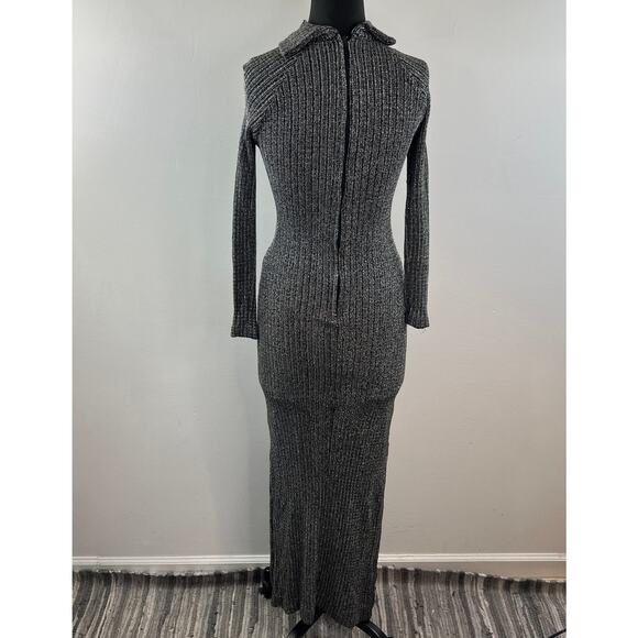 VINTAGE Moody Street by Puritan Metallic Knit Maxi Dress Mock Neck Long Sleeve M - Picture 6 of 8